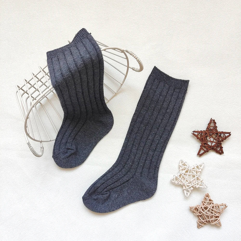 New Fashion Boys Girls Knee High Socks Cotton Breathable Stripe Kids Casual Sock Children School Uniform Socks Baby Socken Long