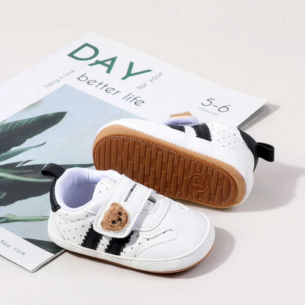 2025 0-18 Months Baby Boys Girls Sneakers Cute Bear Embroidery Infant First Walking Shoes Non-Skid Athletic Shoes
