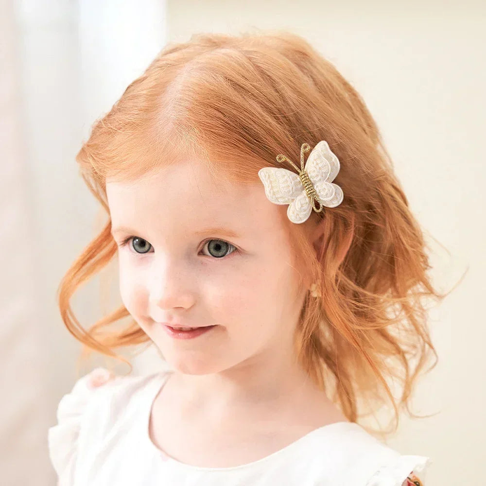 12Pcs Mini Butterfly Knitted Crochet Hair Clips for Baby Girl Handmade Headgear Wool Braided Hairpins Hair Accessories
