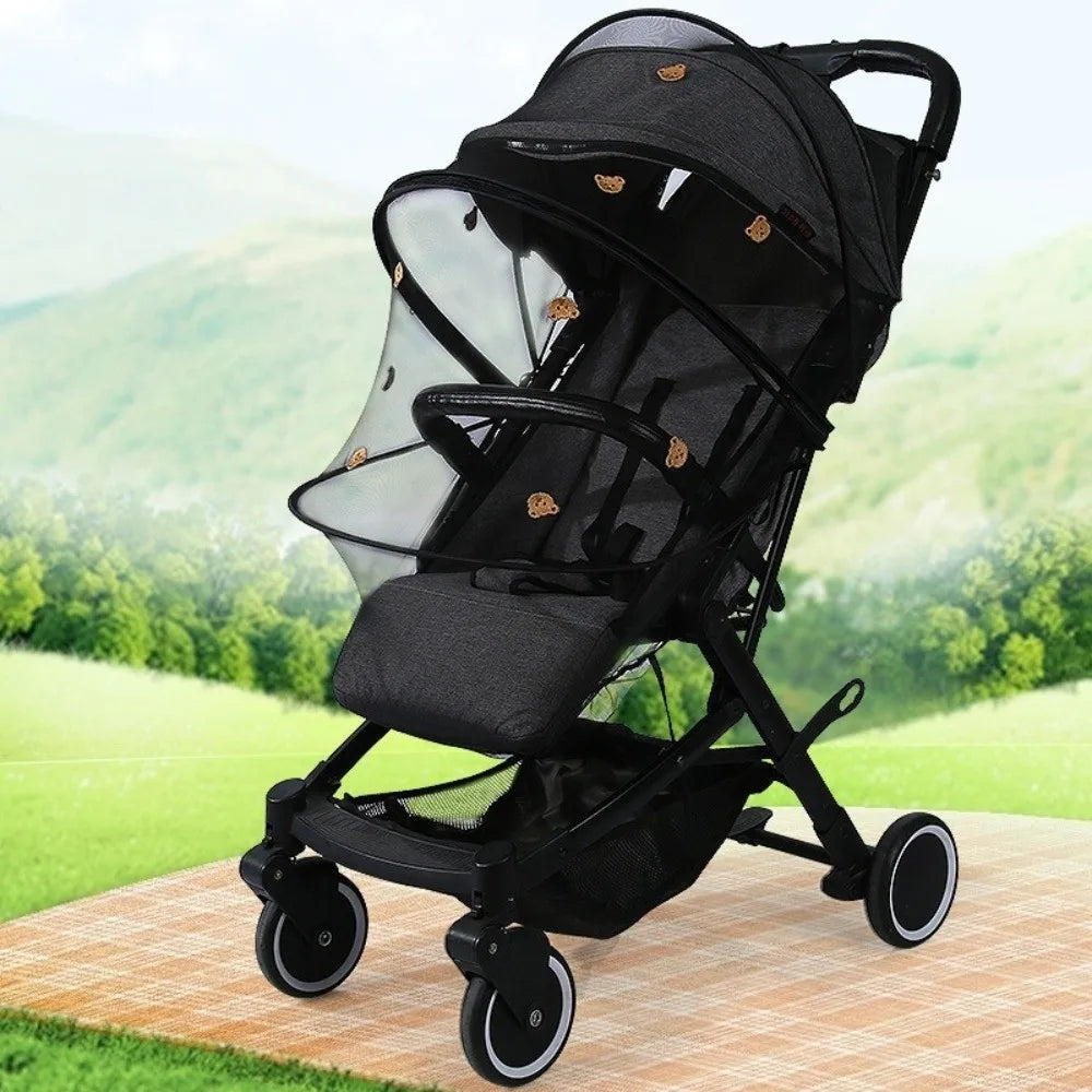 New Ventilate Stroller Mosquito Net Zipper Folding Pushchair Mosquito Net Cartoon Embroidery Mesh Baby Mosquito Cover Outside