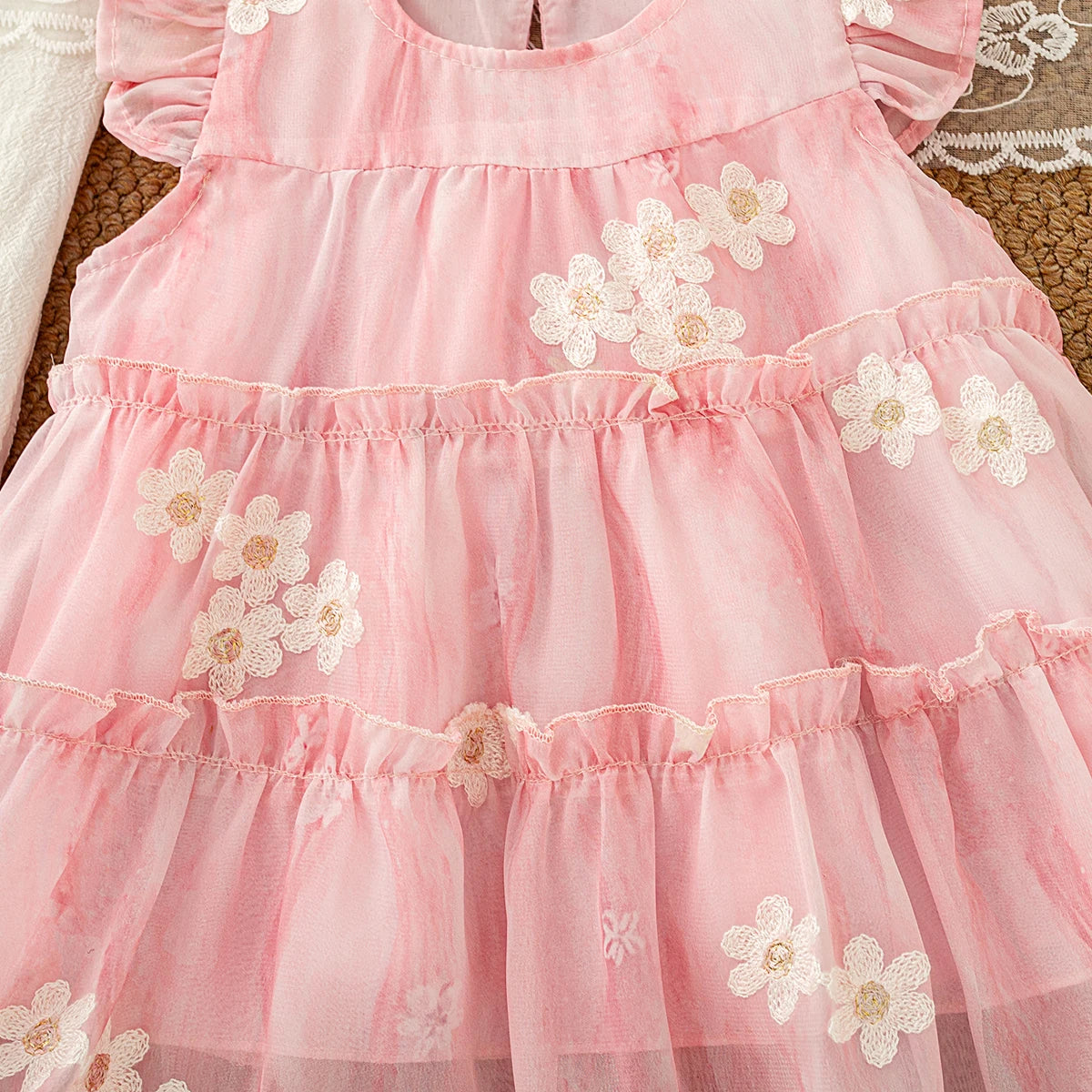 Baby Clothes for Girl Summer Fashion Floral Purple Birthday Party Baby Girl Fairy Dress Korean Style Sweet Toddler Tulle Dress