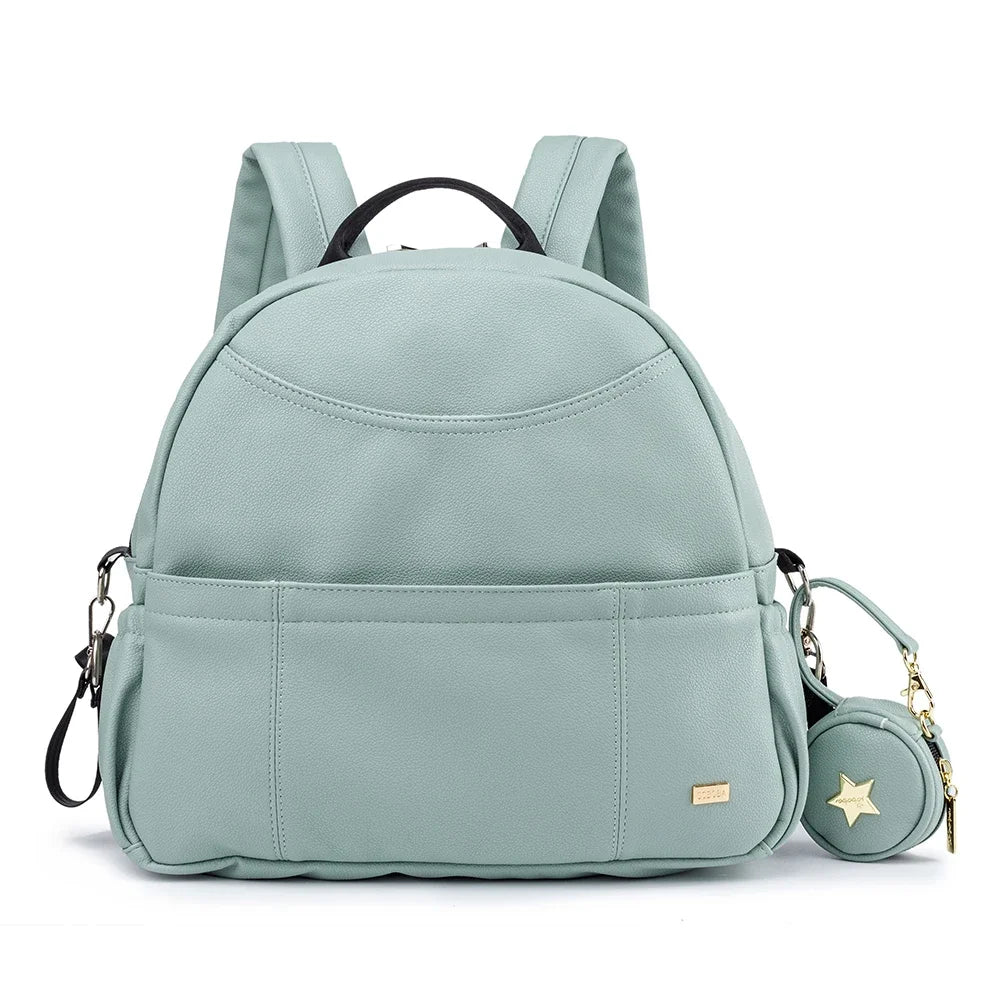 New Fashion Diaper Backpack for Baby Large Capacity PU Black Waterproof Pockets Model DPB01
