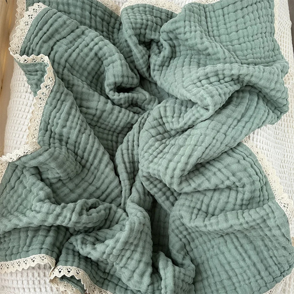 Newborn Baby Bath Towel 6 Layer Gauze Muslin Swaddle Cotton Receive Blankets Swaddling Wrap Lace Langer New Born Diapers Bedding