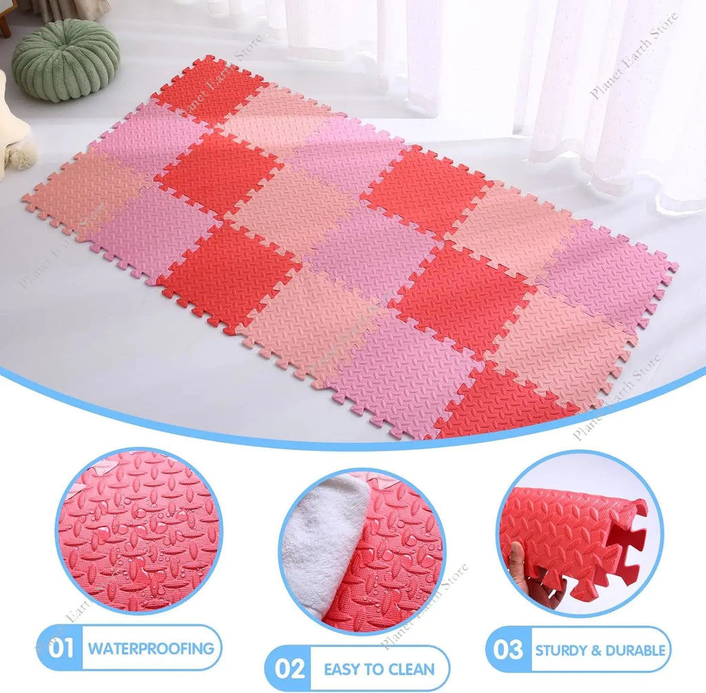 6/12Pcs Interlocking Baby Play Mat 1CM Thick Soft Carpet Floor Playmat EVA Leaf Grain Floor Mats Room Activities Mat 30*30CM
