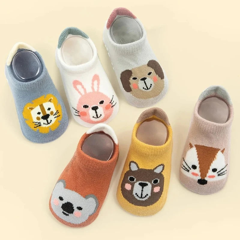 6 Pairs/Lot Cotton Baby Anti-slip Boat Socks