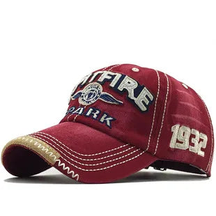 Summer New Pure Cotton Distressed Washed Baseball Cap66Highway Embroidered Duckbill Cap European and American Style Sunshade Hat