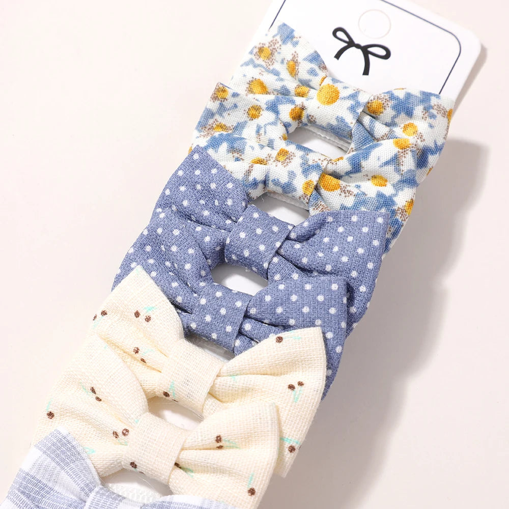 BABY BOWS 20Pcs/set Handmade Fabric Printed Barrette Boutique Mini Boutique Bangs Bow Hair Clip Ins Daisy Hairgripes