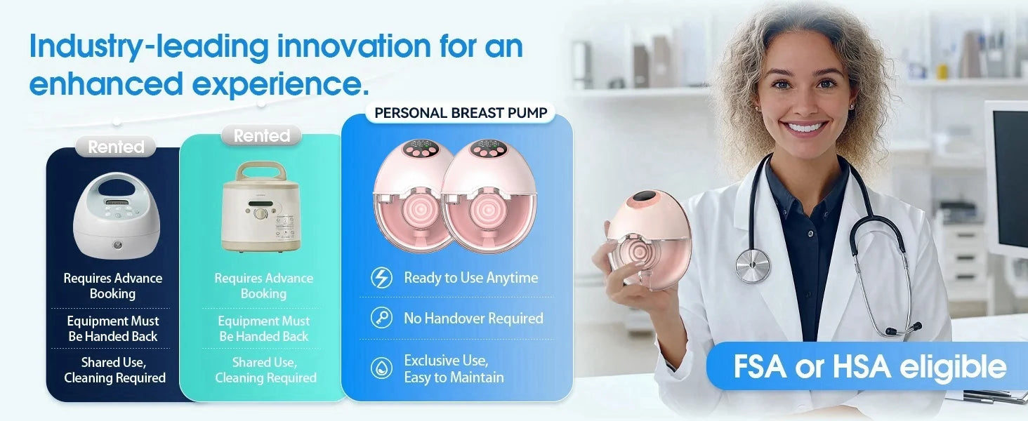 Upgrade Electric Breast Pump Handsfree With UV Sterilize & Heating Base BPAFree Silent Invisible Portable Double Breastmilk Pump