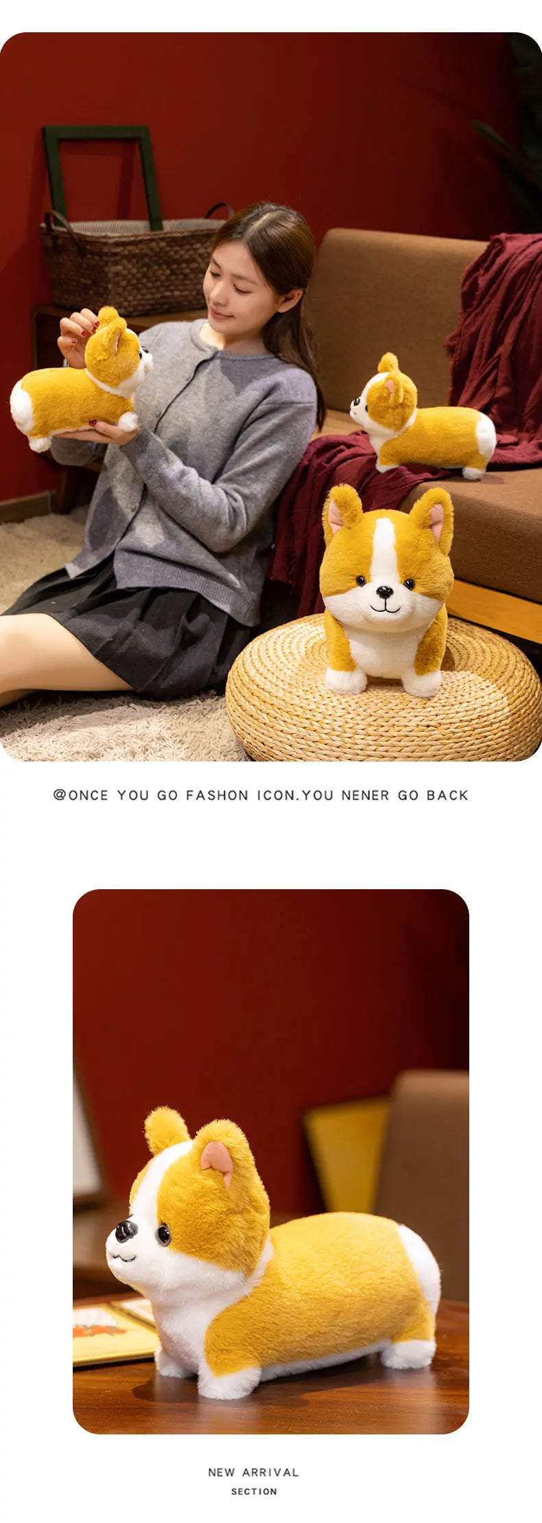 Hot Lifelike Corgi Dog Plush Toy Stuffed Animal Cute Simulation Puppy Inu Fluffy Appease Baby Doll Gift for Children Birthday