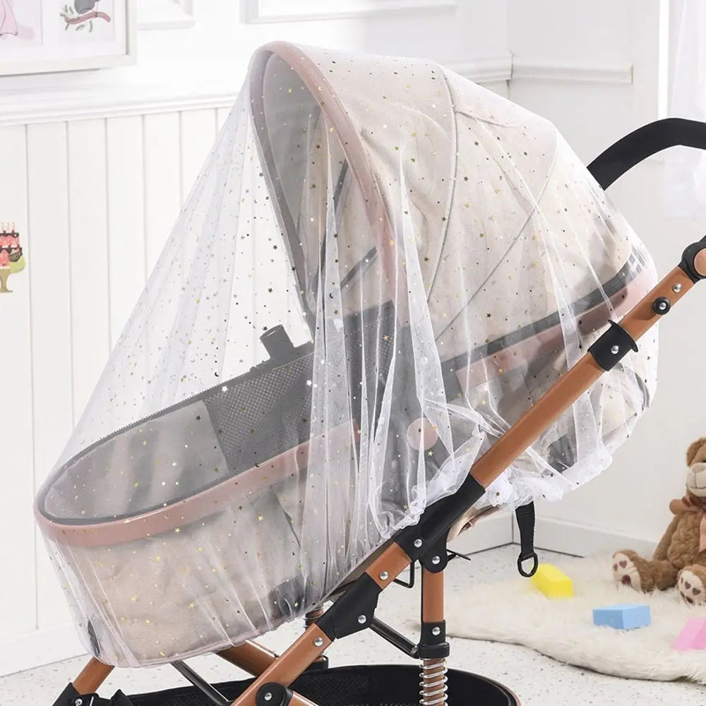 Star Pattern Mosquito Net for Stroller Gauze Pram Net Sunshade Protects Against Mosquitoes and Insects 160x130 cm