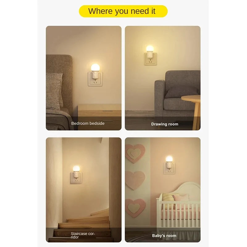 Modern Bedside Night Light Lamp Kids All Night 220V Led Lights Plug In Wall Night Lights For Bedroom EU Plug Night Lamp Romantic