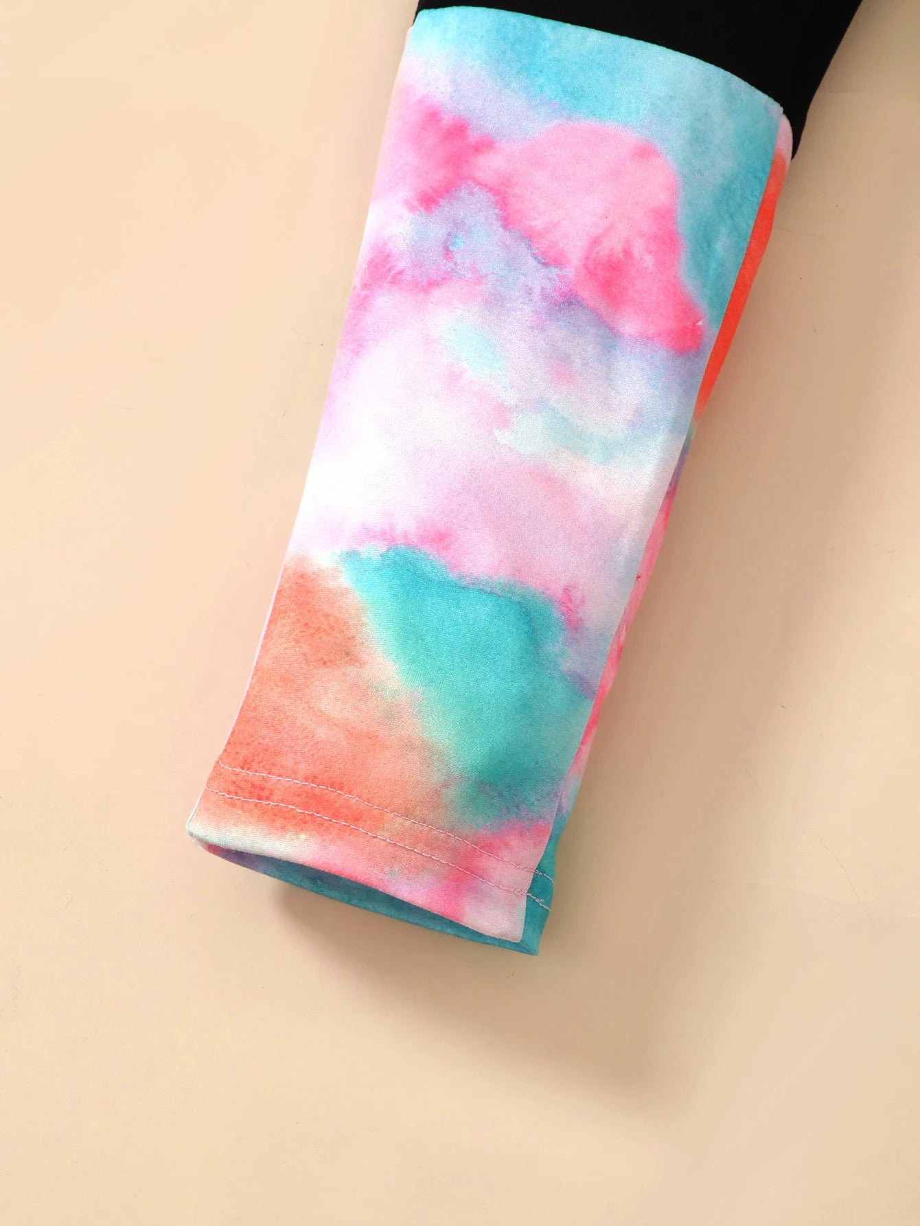 4-7 Year Girls' Set Round Neck Cartoon Cute Kitten tie-dye Long Sleeve+Long Pants 2Pcs/Set Girls' Spring and Autumn Fashion Set