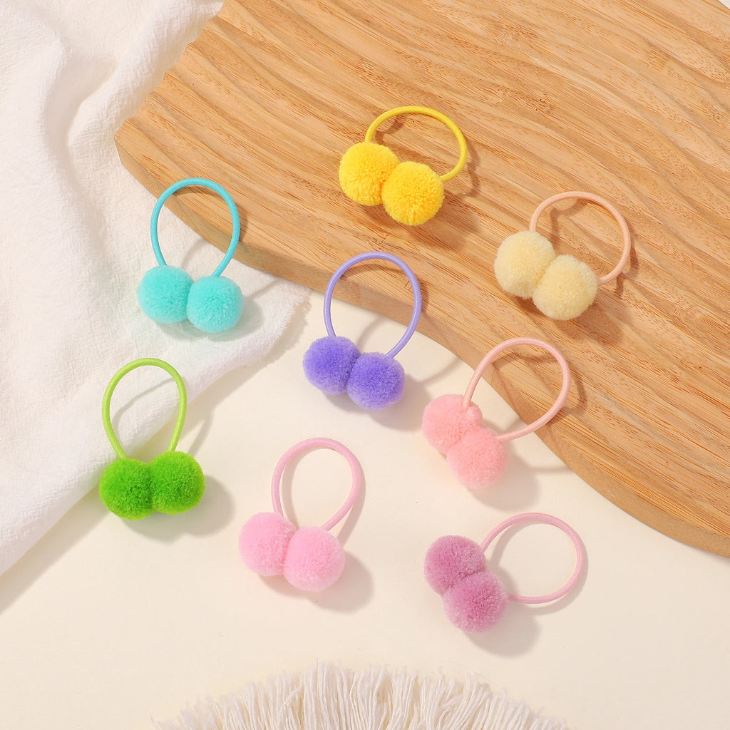 20/40pcs Double Plush Ball Elastic Hair Bands for Kids Girls Colorful Hair Ropes Ties Ponytail Rubber Bands Hair Accessories