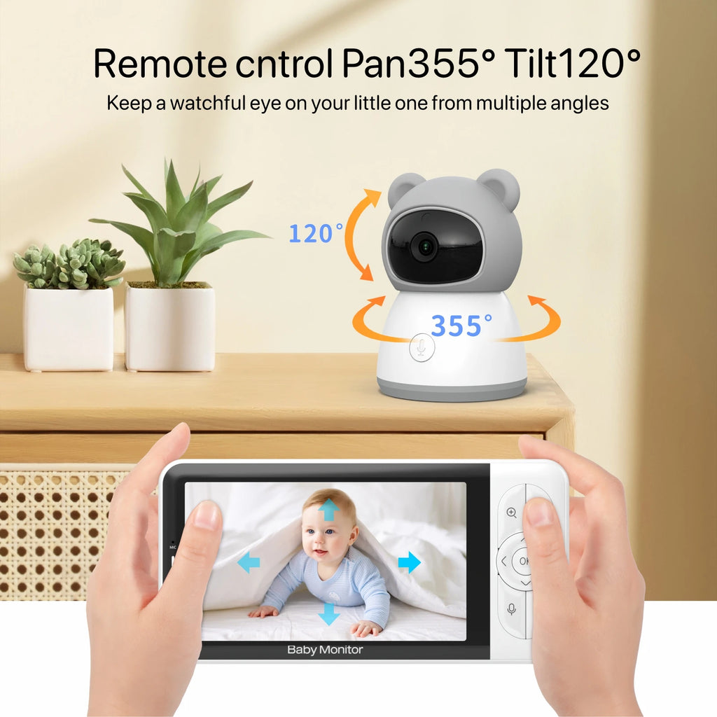 Tuya Smart Baby Monitors camera  5"1080P Display Temperature Detection APP View Control Baby Nanny 2-Way Audio Baby Cam