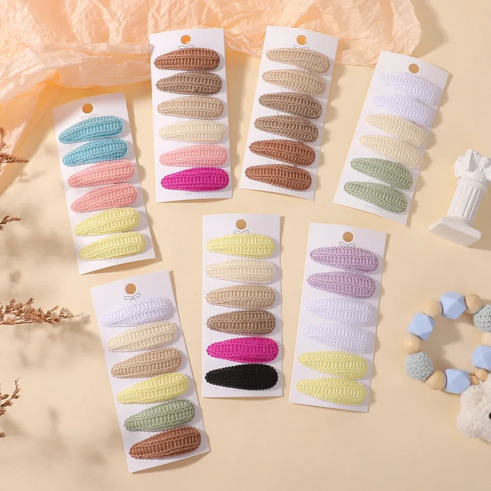 6Pcs/Set Cotton Fabric Plaid BB Hairpins Alloy Hair Clips for Kids Girls Toddler Hairgrips Headwear Baby Hair Accessories