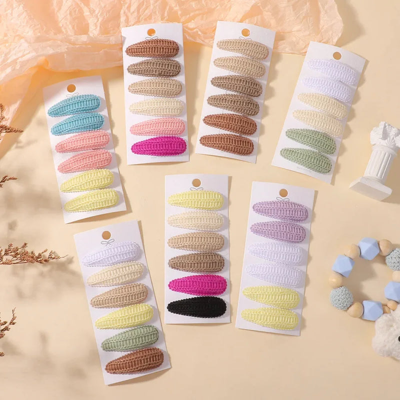 6Pcs/Set Cotton Fabric Plaid BB Hairpins Alloy Hair Clips for Kids Girls Toddler Hairgrips Headwear Baby Hair Accessories