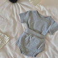 2psc Summer Baby for Boys and Girls Casual Short Elasticity Sleeve Top + Shorts Solid Color Kids One-Piece Fashion Baby Clothing