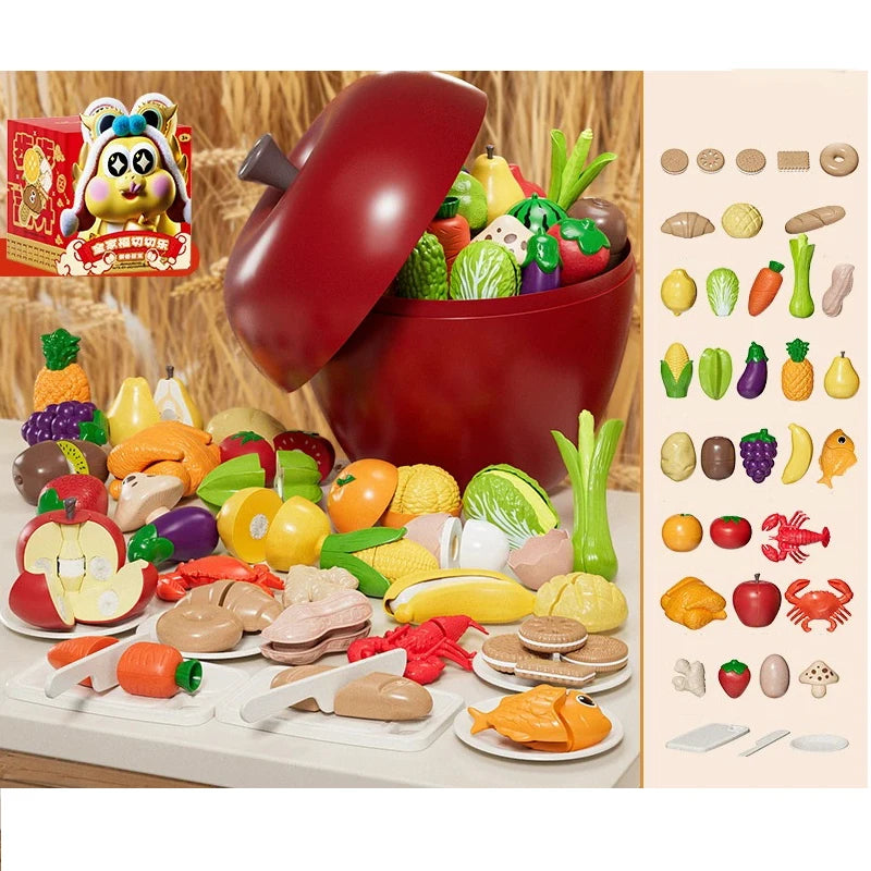 Montessori Paste Chechele Gift Box Simulation Durian Fruit Grapefruit Cherry Educational Toy  House Decompress Educational Toy
