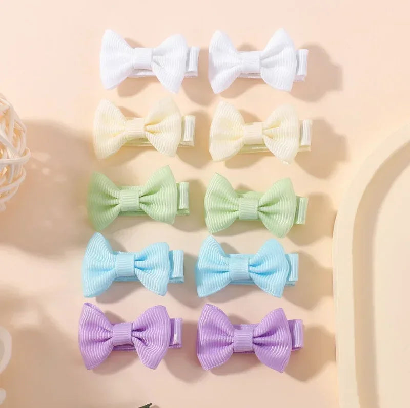 10pcs/set Cute Mini Hair Baby Bow Clips for Girls Lovely  Ribbon Handmade Bowbots Hairpins Headwear Kid Hair Accessories
