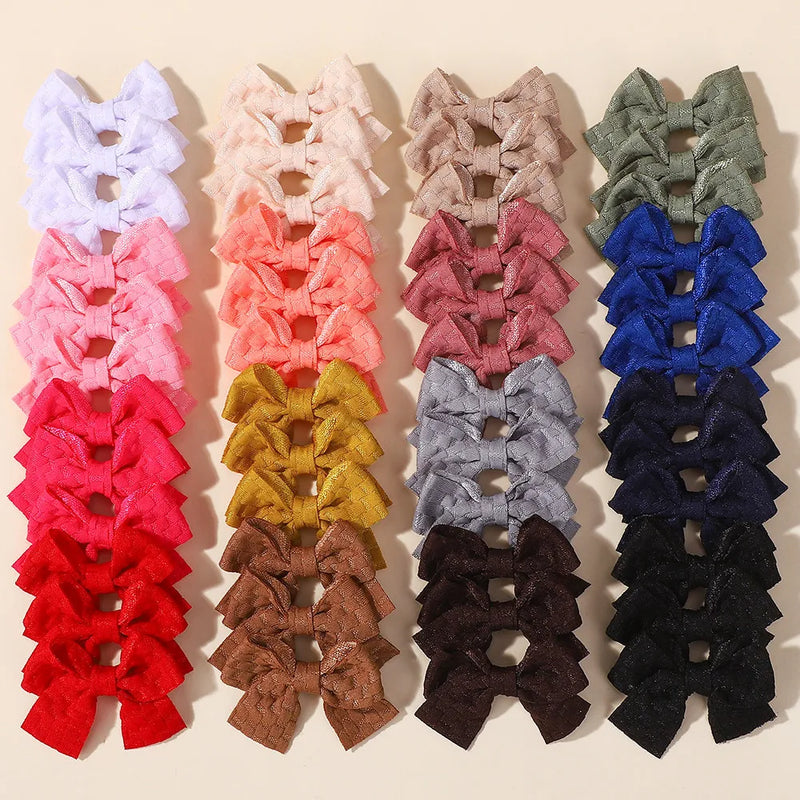 Random Color 40pcs Lattice Hair Bows Hair Clips for Girls Hairpin Handmade Bows Barrettes Headwear Children Hair Accessories