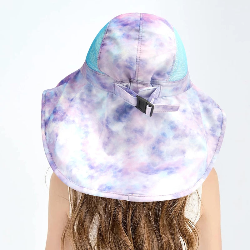 Kids Bucket Hat Summer Quick-dry Baby Sun Hat Big Brim Neck Protector Children Panama Cap for Girls Boys Beach Travel 6M-5Y