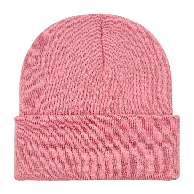 Knitted Hat For Men And Women Warm Beanie Model M01 Solid Color Rolled Edge