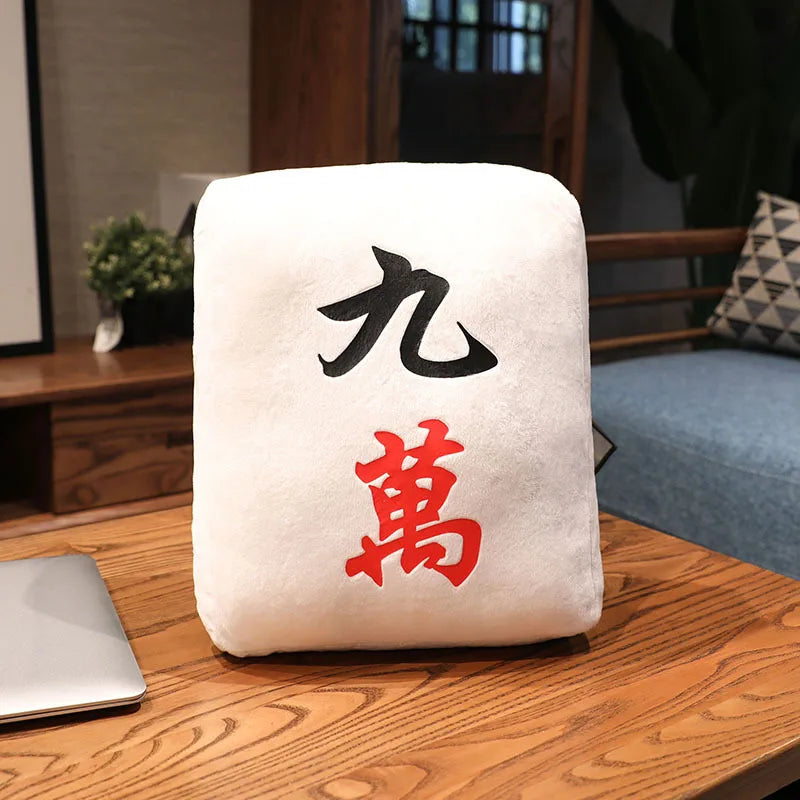 Hot 1pc Creative Mahjong Pillow Cushion Chinese Plush Toy Car Chair Backrest Mahjong Dice Funny Nap Pillow Sofa Home Decor Gift