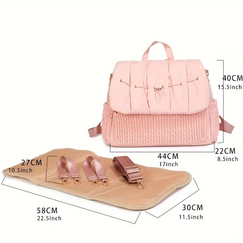 Diaper Bag Large Capacity Waterproof Travel Tote for Moms Nappy Nursing 3Pcs Set