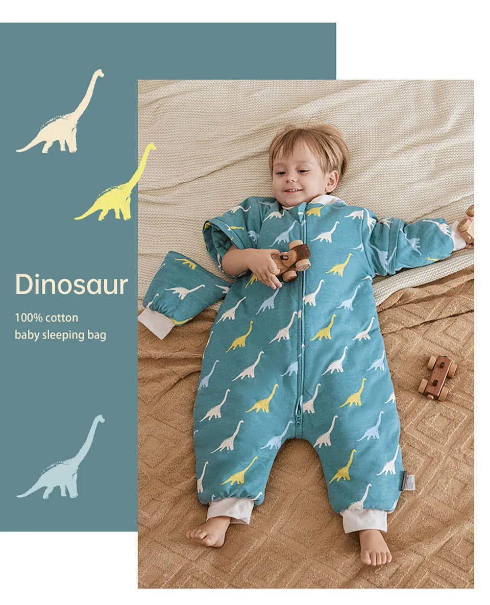 Baby Sleeping Bag 1-4Years Removable Sleeves Kids Winter Warm Sleepwear 3-Ways Zipper Design High Quality Baby Sleepsack