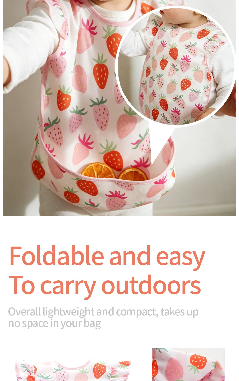 Elinfant 1 Pc Baby Bib For Eating Waterproof Reusable Wipeable Toddler Bibs with Catch-All Pocket Feeding Bibs for Girls & Boys