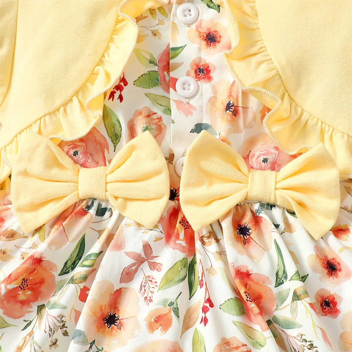Baby girl Summer Dress Bubble Sleeves and Floral Fashion Dress+Headband 2Pcs/Set for Baby girl 0-24 Months Daily Dressing