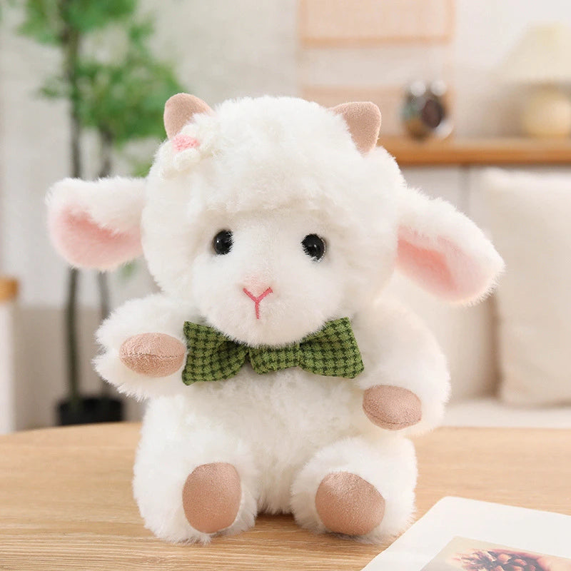 Nice 1pc 23cm Cute White Sheep Plush Toy With Pink Ears And Removable Apron Soft Stuffed Lamb Doll For Girls Birthday Gift