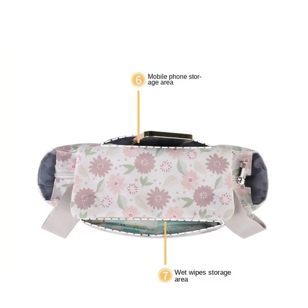 Large Capacity Baby Stroller Bag Hanging Oxford cloth Stroller Storage Hanging Bag Magnetic Button With Multiple Pockets