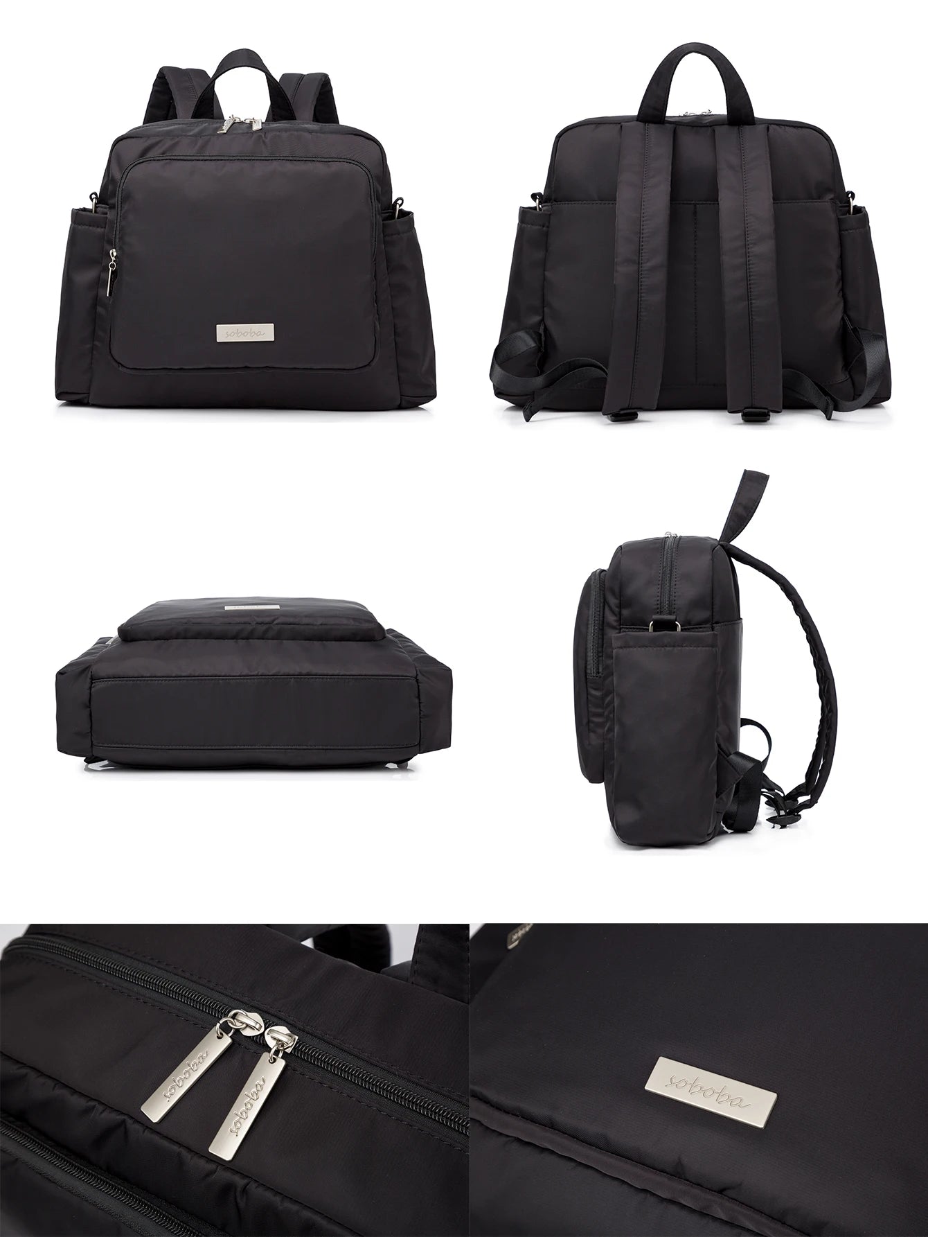 Soboba 2023 New Diaper Bags for Mother Waterproof Large Capacity Solid Polyester Diaper Backpacks Travel Bag for Newborn Baby