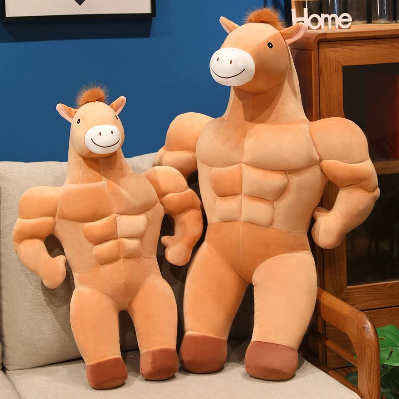 Nice Creative And Quirky Strong Muscular Abdominal Muscle Plush Toy Horse Doll Cute Cartoon Anime Doll Decoration Christma Gift