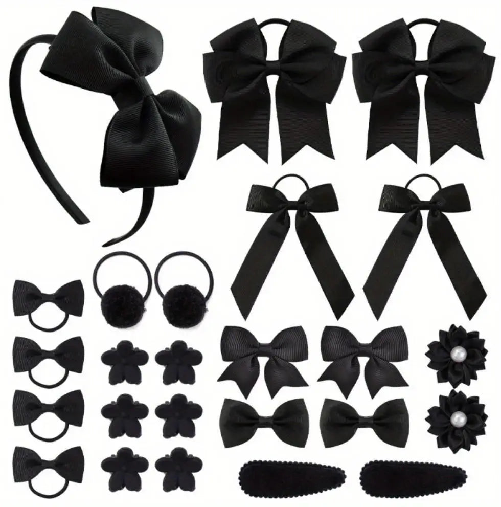 25pcs/set Hair Bows Headbands Hair Clip Hair Ties for Kids Girls Princess Cute Bowknot Hairbands Headwear Hair Accessories Set