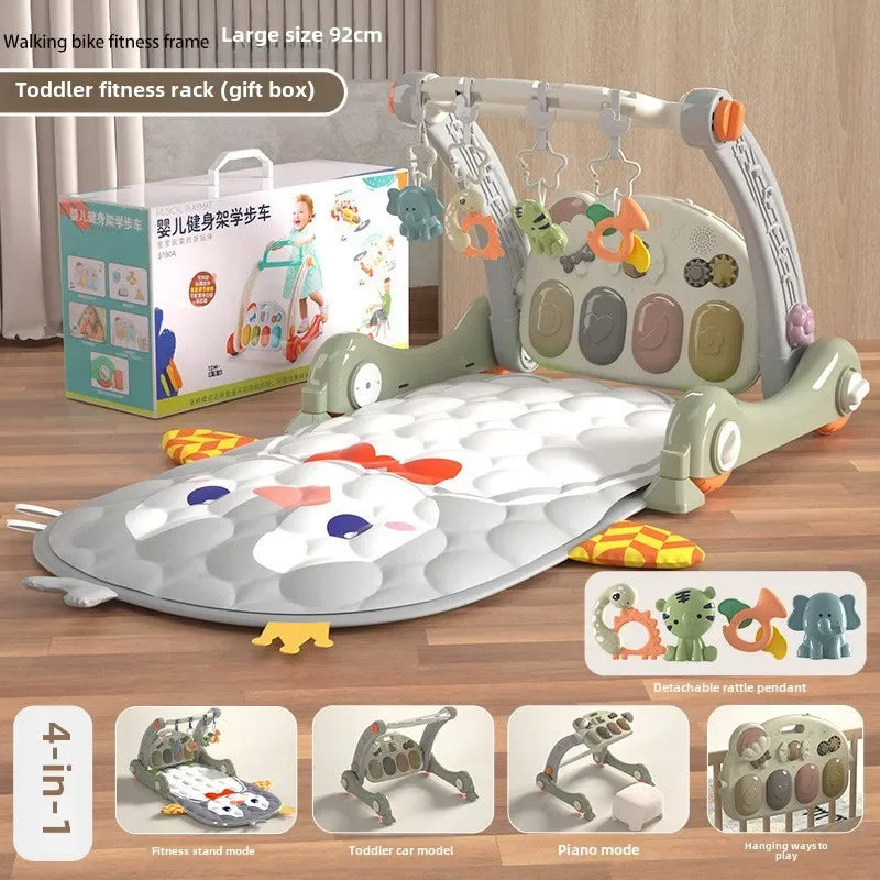 Fitness Rack Pedal Piano Fitness Frame Multifunctional Gyms & Playmats 3 in 1 Baby Walker Early Education Activities for Baby