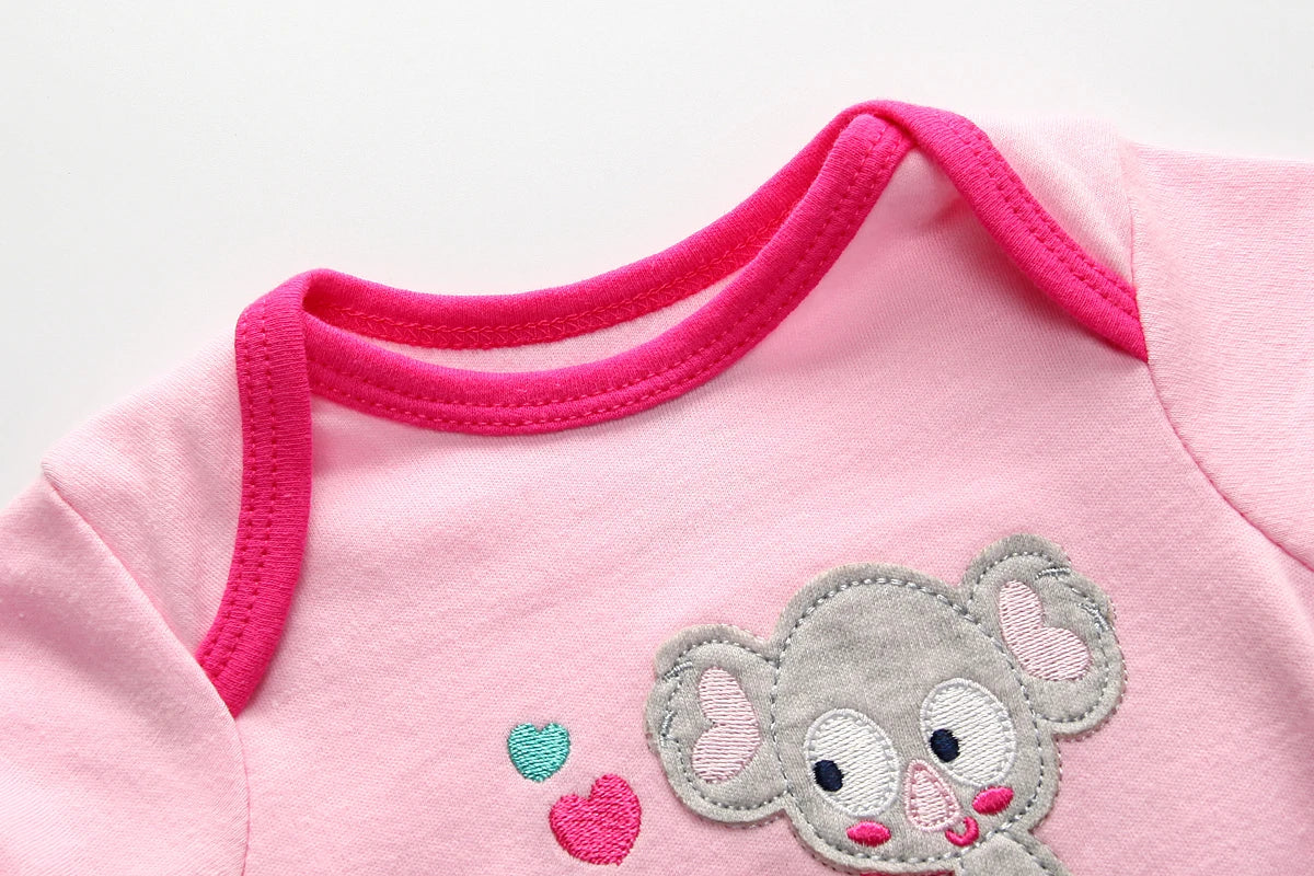 Cartoon Cute Baby Girl Bodysuits 100%Cotton Newborn Onesies Summer Infant Clothing Set