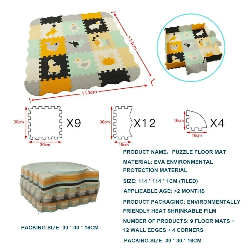 Eva Foam Baby Play Mat 25-Piece Set 30x30cm Puzzle Floor Mat Educational Toy For Nursery