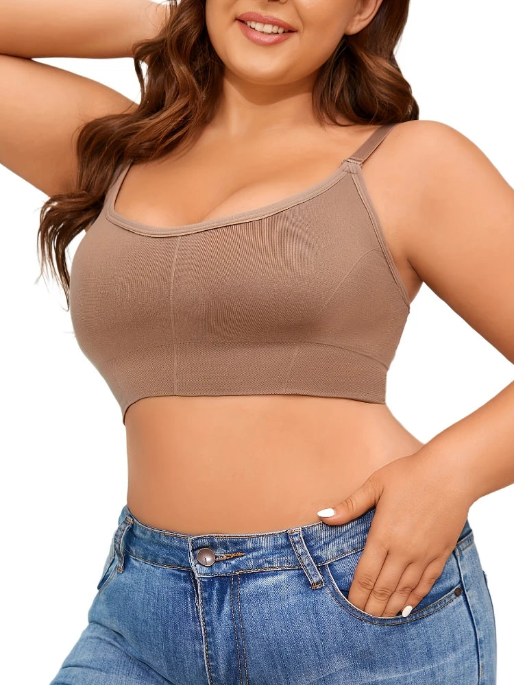 Women Bra Plus Size Seamless Brassiere Breathable Wire Free Bralette Underwear Comfortable Active Padded Brassiere Crop Top