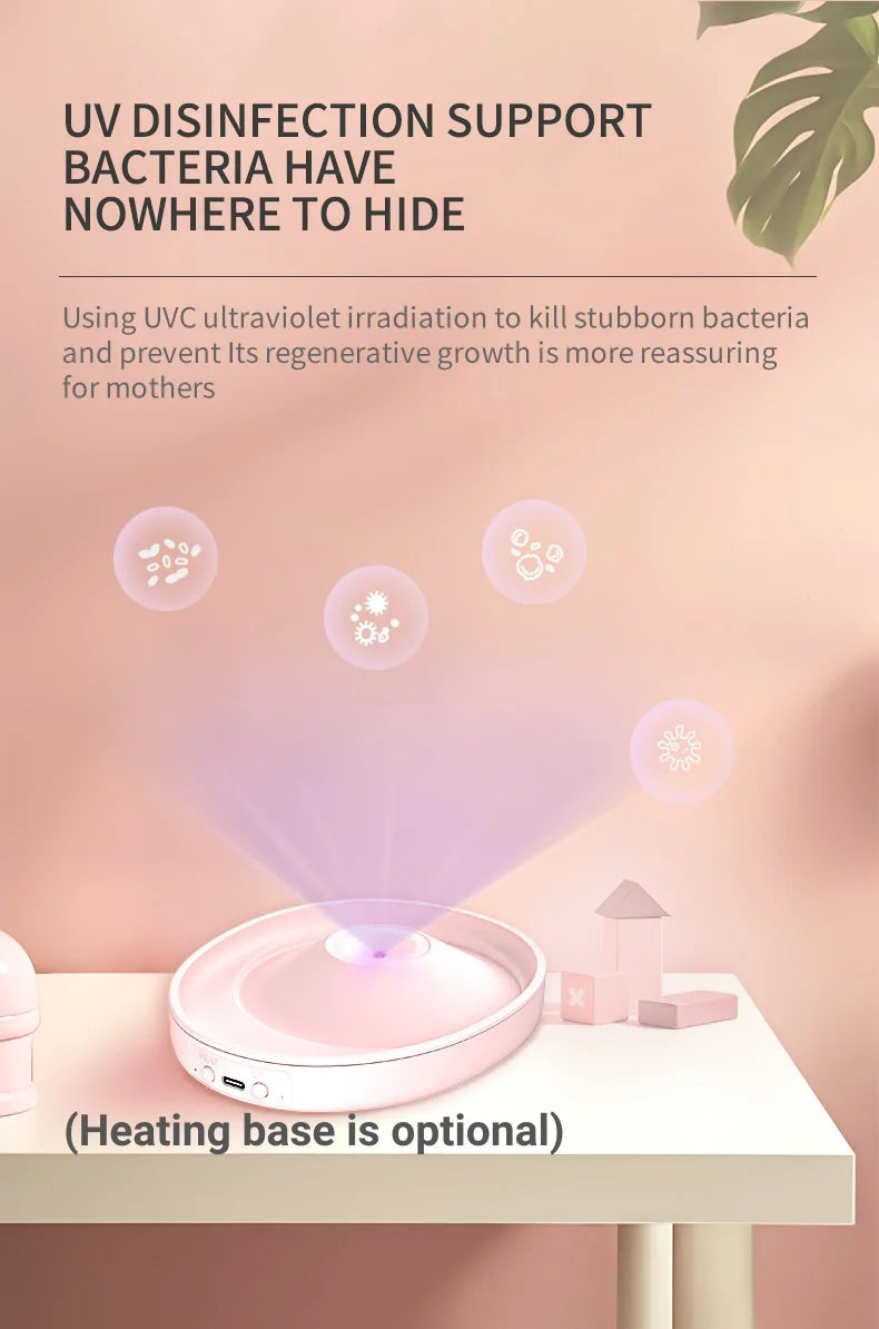Upgrade Electric Breast Pump Handsfree With UV Sterilize & Heating Base BPAFree Silent Invisible Portable Double Breastmilk Pump