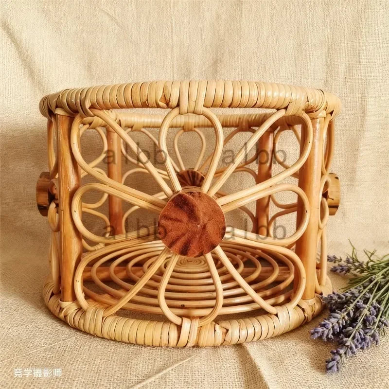 1pc Rattan Baby Bed Chair Round Sleeping Basket Newborn Photo Prop Studio Shooting Essential Infant Photography Accessory Supply