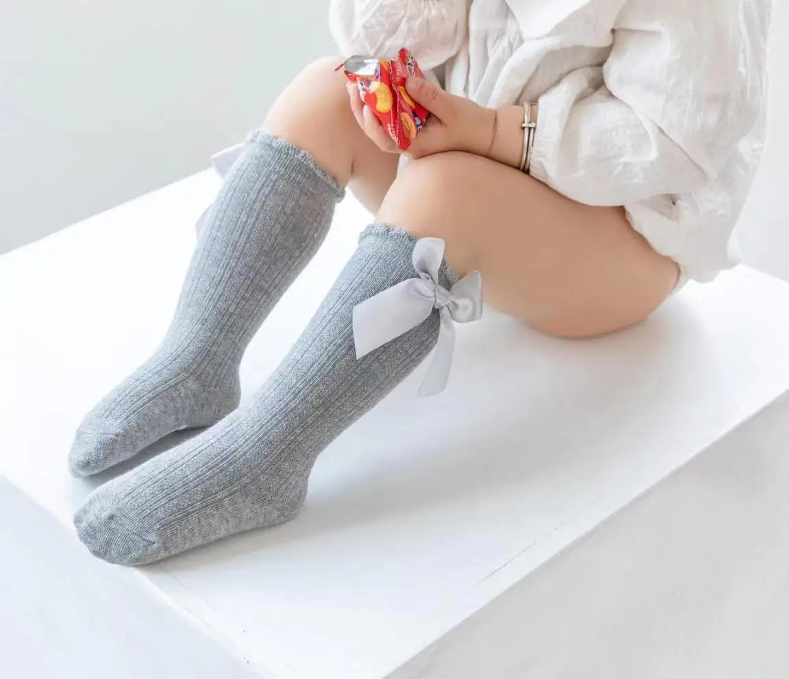 Red Bow Tie Knee High Tube Socks Girls
