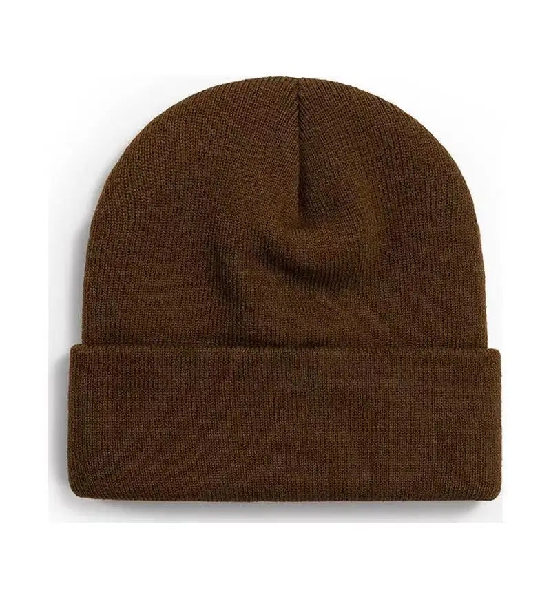 Solid Color Knitted  Plain Cold Hat Rolled Edge Customizable VersatileLOGOMen's and Women's Casual Versatile  Warm Knitted Hat