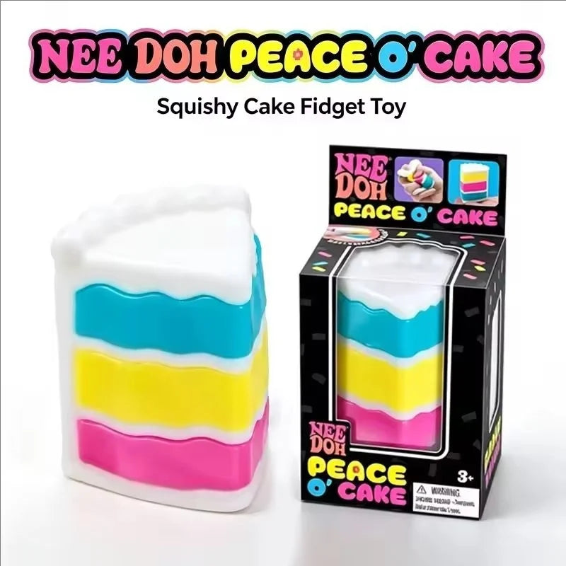 Needoh Peace O' Cake Slice Stress Squeeze Toy TPR Soft Squishy Fidget Gadget Mood Soothing Sensory Toy For Office Decompression
