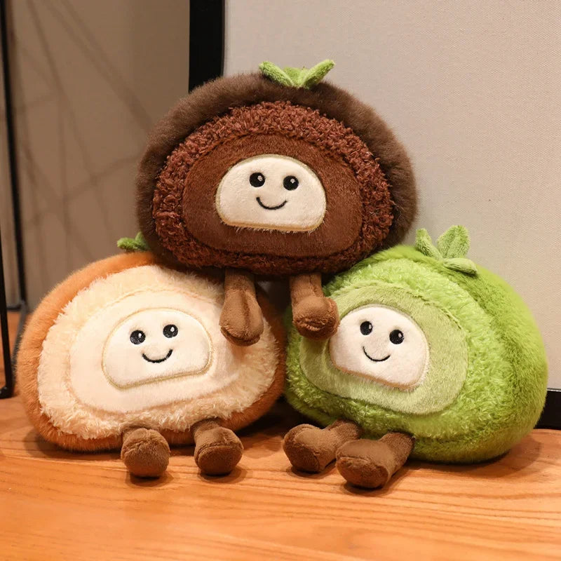 New Kawaii Smile Swiss Roll Plush Toys Soft Stuffed Cartoon Dessert Doll Delicate Mini Desktop Decor Lovely Gift To Girlfriend