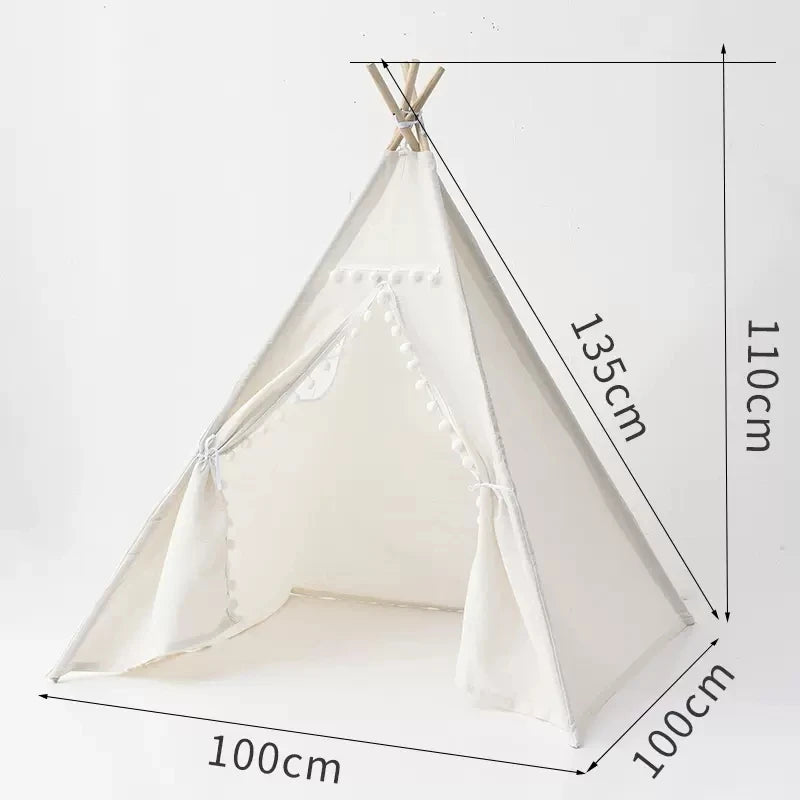 Kids Wigwam Tent Indoor Play House Tipi Teepee 1.6m 1.3m Portable Ball Pit Castle For Children Play Room