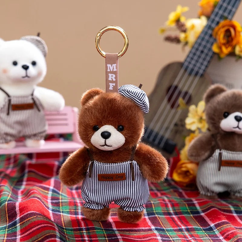 10cm New Kawaii Little Bears Pendant Plush Toy Stuffed Soft Animal Cartoon Bear Backpack School Bag Keychain Decor for Kids Gift