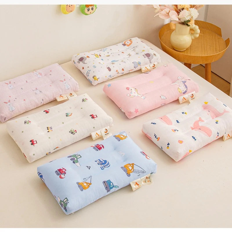 Cartoon Kids Pillow Cotton Double Layer Yarn Baby Sleeping Pillow Newborn Children's Neck Protection Bedding Baby Items