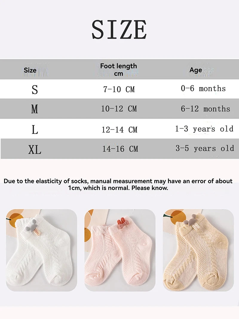 4pcs Newborn Socks Baby Summer Thin Cute Cute Mid Tube Short Socks Fashion New Baby Boneless Breathable Mid Tube Socks